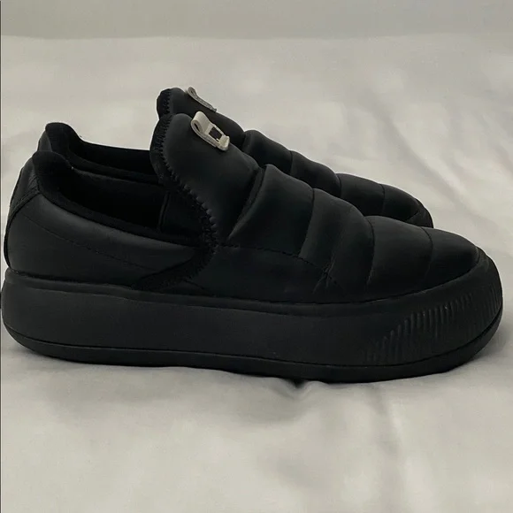 Puma Mayu Black Leather Puffy Slip On Sneakers Size 8 Women’s - Picture 11 of 14